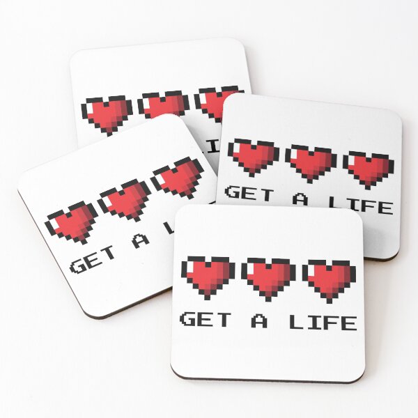 Item preview, Get A Life - Funny Retro Video Game Hearts designed and sold by Anonymouse Apparel.
