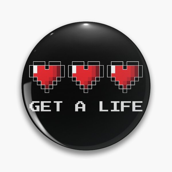 Item preview, Get A Life - Funny Retro Video Game Hearts (White Outline) designed and sold by Anonymouse Apparel.