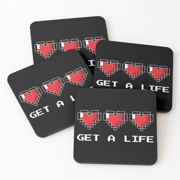 Item preview, Get A Life - Funny Retro Video Game Hearts (White Outline) designed and sold by Anonymouse Apparel.