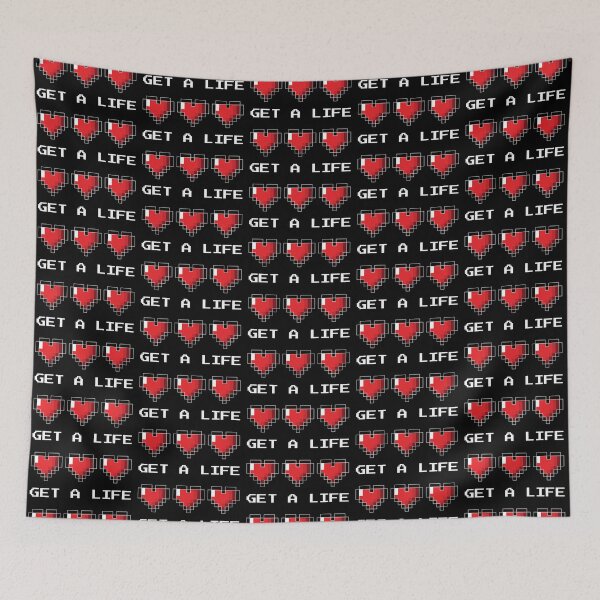 Item preview, Get A Life - Funny Retro Video Game Hearts (White Outline) designed and sold by Anonymouse Apparel.