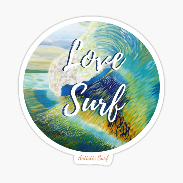 Blue Crashing Wave - Love Surf Sticker
