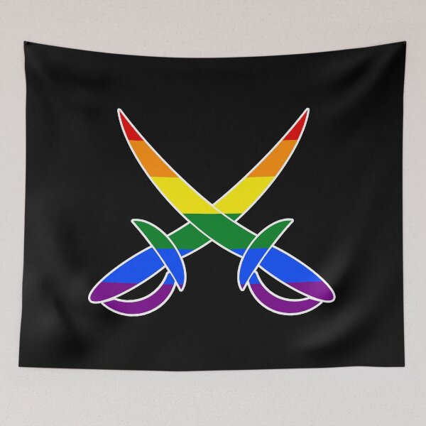 Item preview, Gay Pride Pirate Swords -- The Classic Six Stripe Rainbow Flag designed and sold by halberdier.