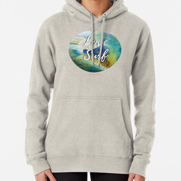 Blue Crashing Wave - Love Surf Pullover Hoodie