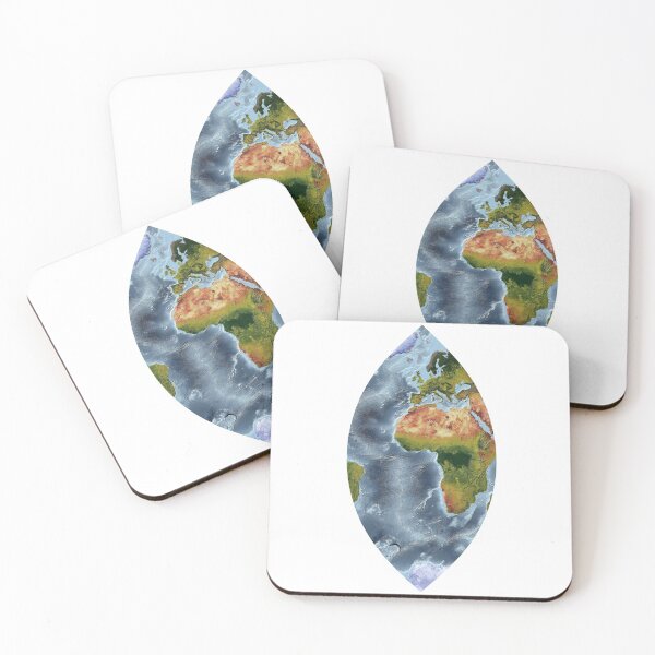 Item preview, Cassini projection - World Relief Map showing land and oceans designed and sold by ThinkAboutMaps.