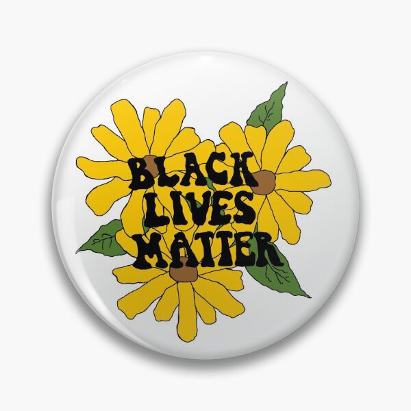 Black Lives Matter With Sunflowers Pin