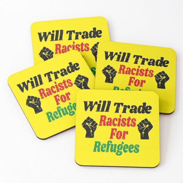 Item preview, Trade Racists for Refugees Gift / African America Flags Vintage Style / Immigration Gift Idea designed and sold by Run to Creations.