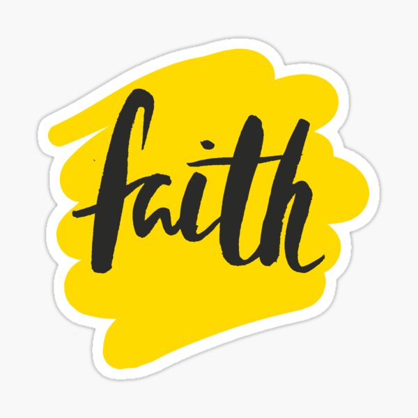 "Faith Yellow Brush Stroke" Sticker by BlessedWings Redbubble