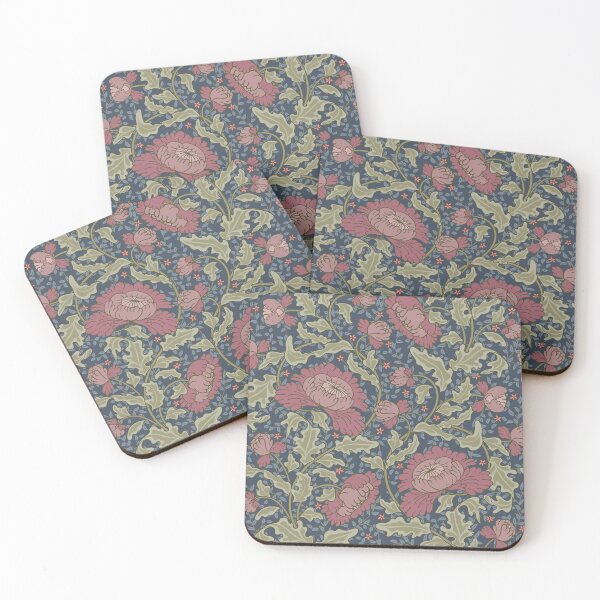 Item preview, Vintage pink flowers on a dark blue background. designed and sold by Skaska.