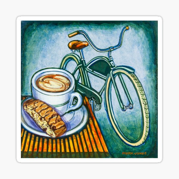 Green Electra Delivery Bicycle Coffee and biscotti Sticker