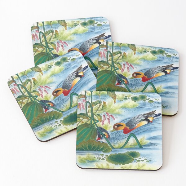 Item preview, A pair of ducks on a pond-Minhwa (Korean traditional/folk art) designed and sold by minsillust.