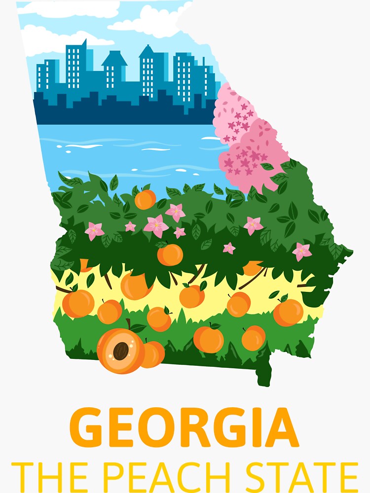 "Georgia- The Peach State - USA States" Sticker by TheKindHuman | Redbubble