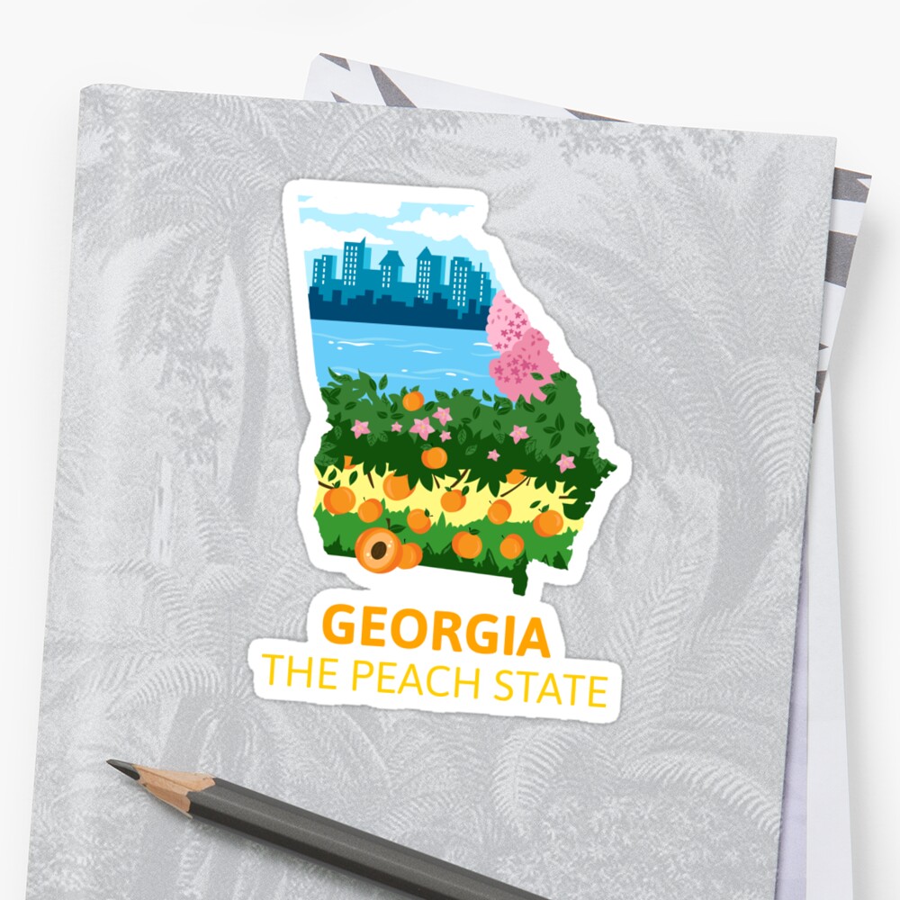 "Georgia- The Peach State - USA States" Sticker by TheKindHuman | Redbubble