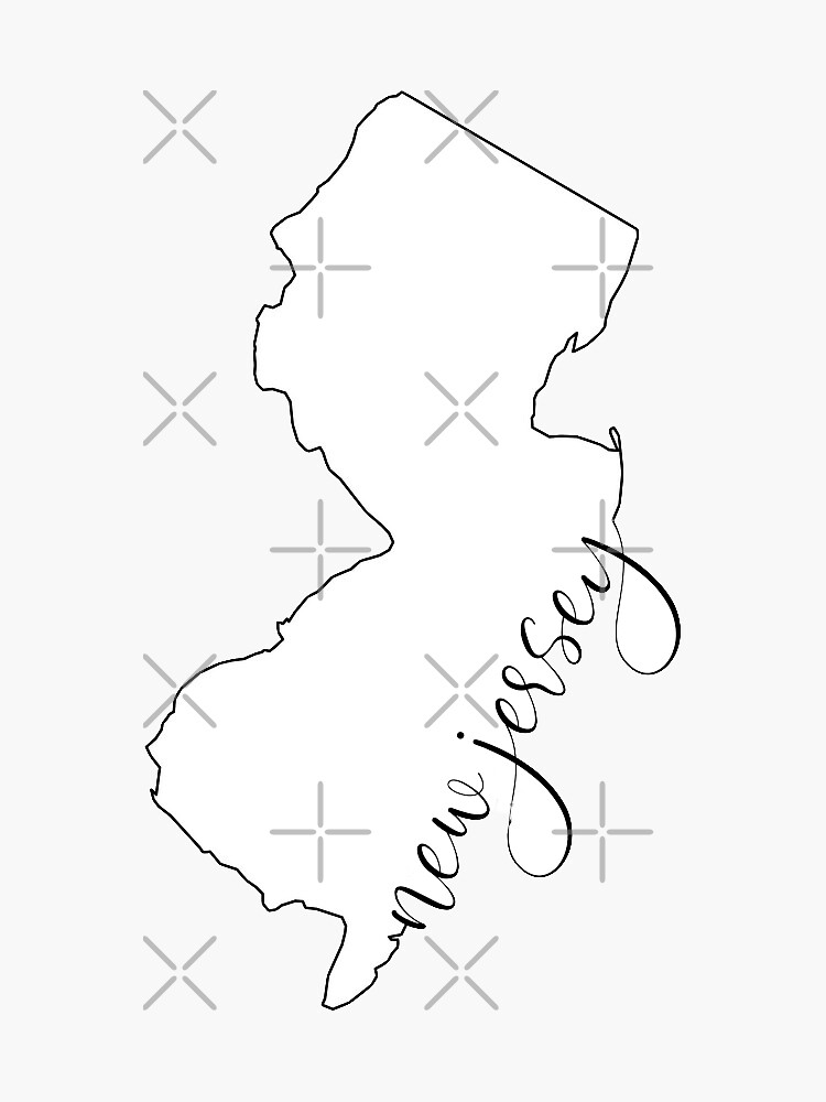 "new jersey name outline" Sticker for Sale by melluminati Redbubble