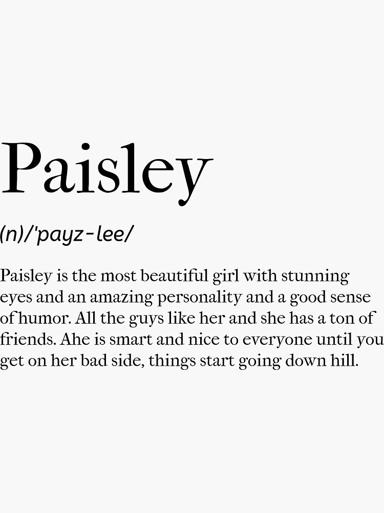 "Paisley Definition" Sticker by tastifydesigns Redbubble