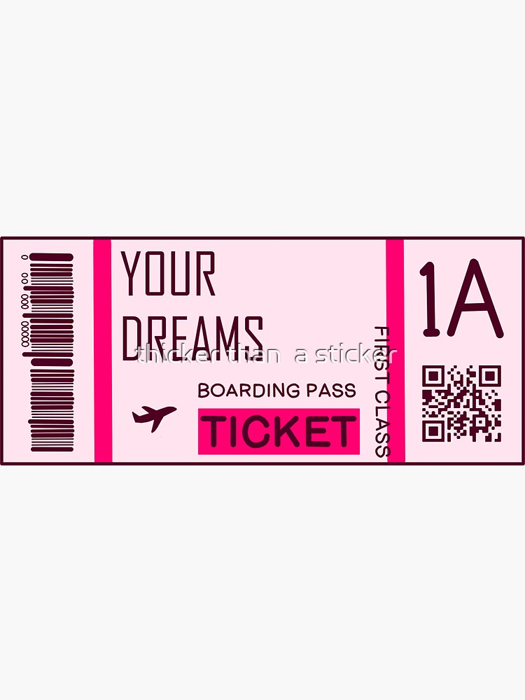 Plane Ticket Pink Sticker For Sale By Xamxam00 Redbubble 