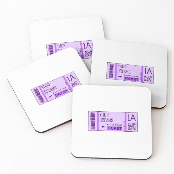 Item preview, Plane ticket purple designed and sold by thicker than  a sticker.