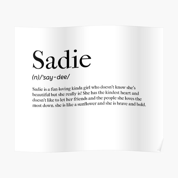 "Sadie Definition" Poster for Sale by tastifydesigns Redbubble