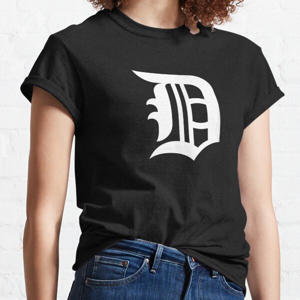 Old English Detroit D Michigan Logo Baseball Sleeve Shirt