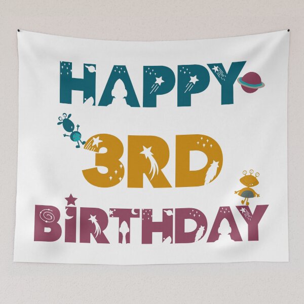 Item preview, Happy 3rd Birthday space, Alien designed and sold by marosharaf.