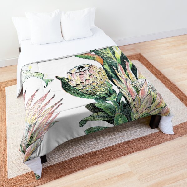 South African flowers, Proteas, Zantedeschia and Strelitzia Comforter