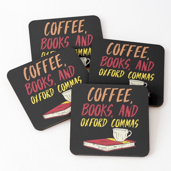 Item preview, Coffee, Books, and Oxford Commas designed and sold by Betsytiptoe.