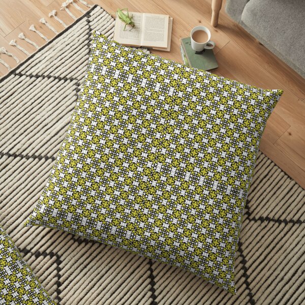 Stars and Circles Yellow, White, Black Floor Pillow