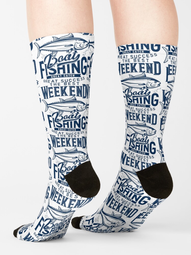 "The Best Weekend Boat Fishing Great Catch" Socks for Sale by renju1902