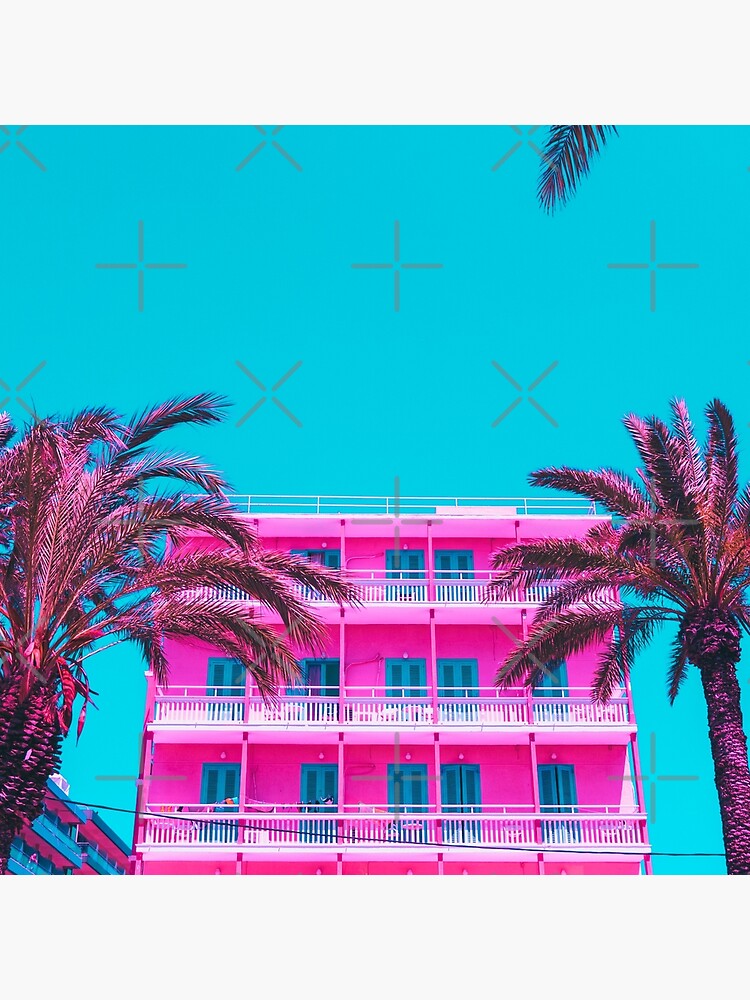 pink hotel and palm trees. by KatyaHavok