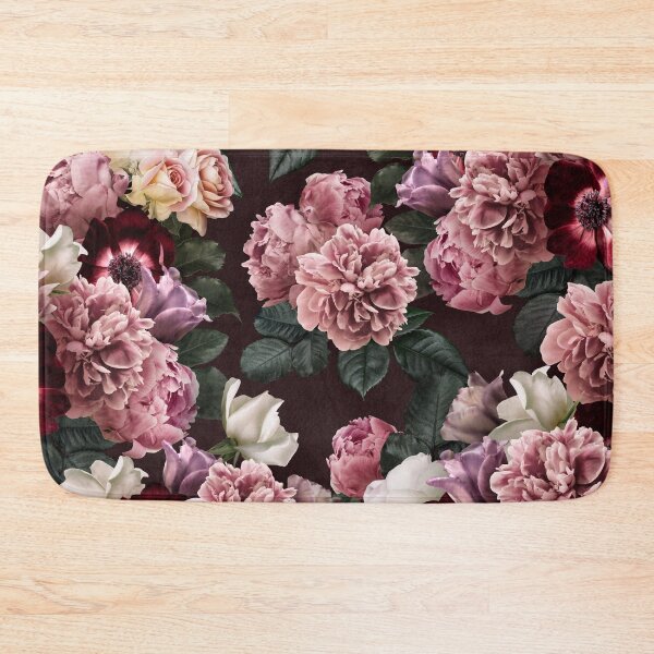 Item preview, Vintage bouquets of pink lush peonies, purple tulips, roses and dark red anemones. designed and sold by RinaMDesigns.