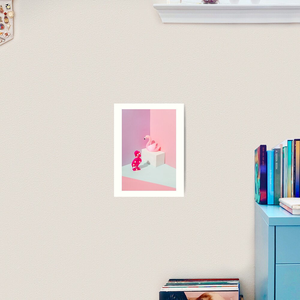 Plastic Flamingos Art Print