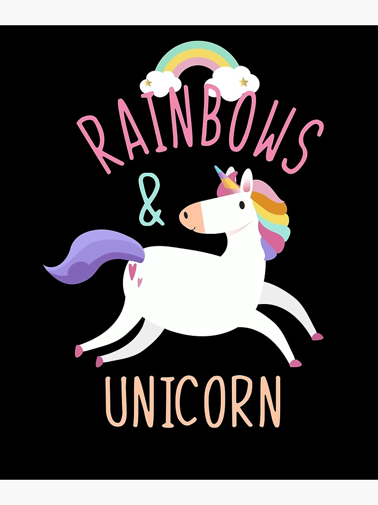 Rainbow Cloud Unicorn Glitter Poster By Imutobi Redbubble