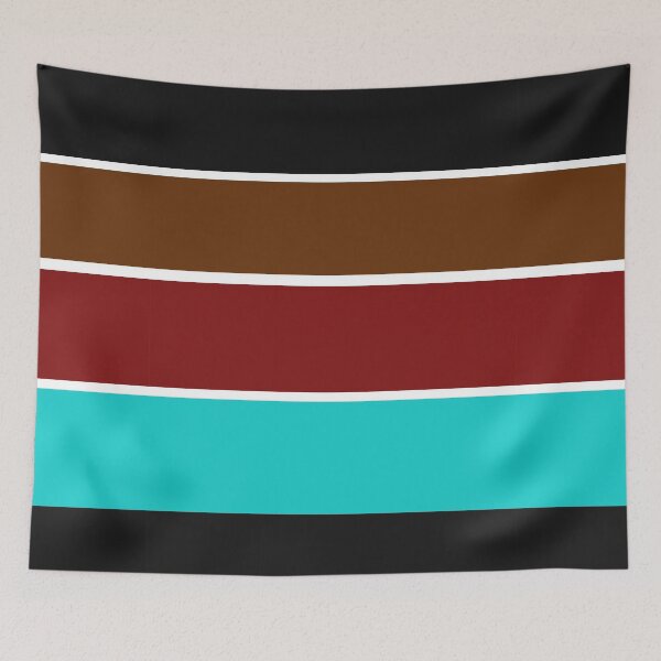Item preview, "Contemporary Cabin By The Lake" ColorBlock Theme with Black, Brown, Red, Blue&White Stripes designed and sold by BOLDconcepts.