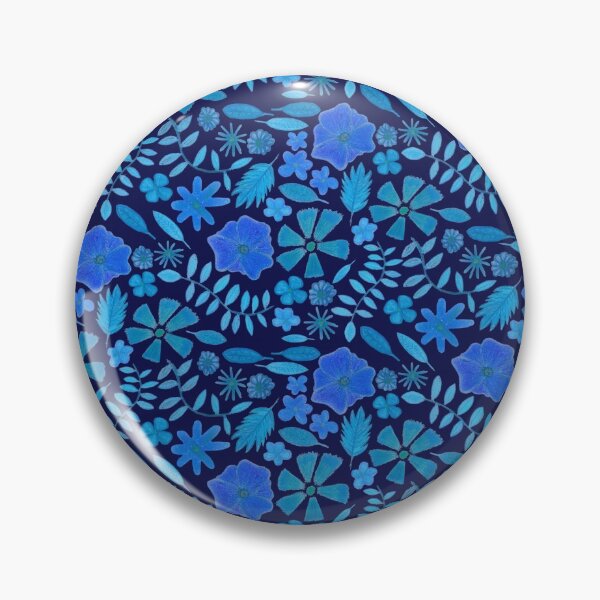 Item preview, Blue flowers and leaves pattern designed and sold by lion-house.