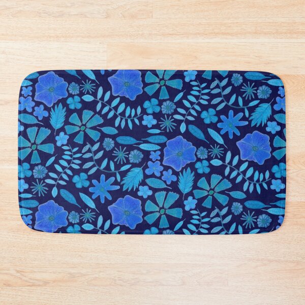 Item preview, Blue flowers and leaves pattern designed and sold by lion-house.