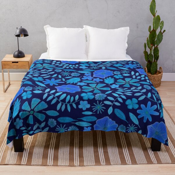 Item preview, Blue flowers and leaves pattern designed and sold by lion-house.