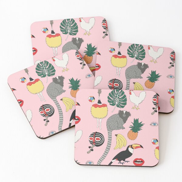 Pink jungle by Elebea Coasters (Set of 4)