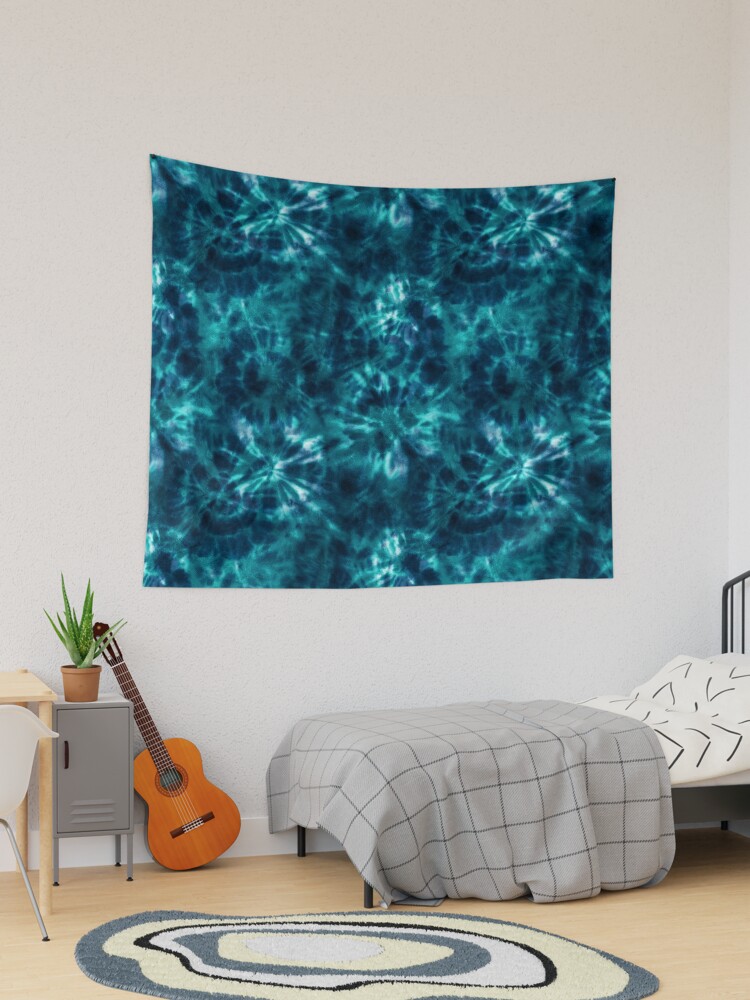 Tie dye shibori sea ocean indigo blue navy and teal turquoise seamless  pattern | Tapestry