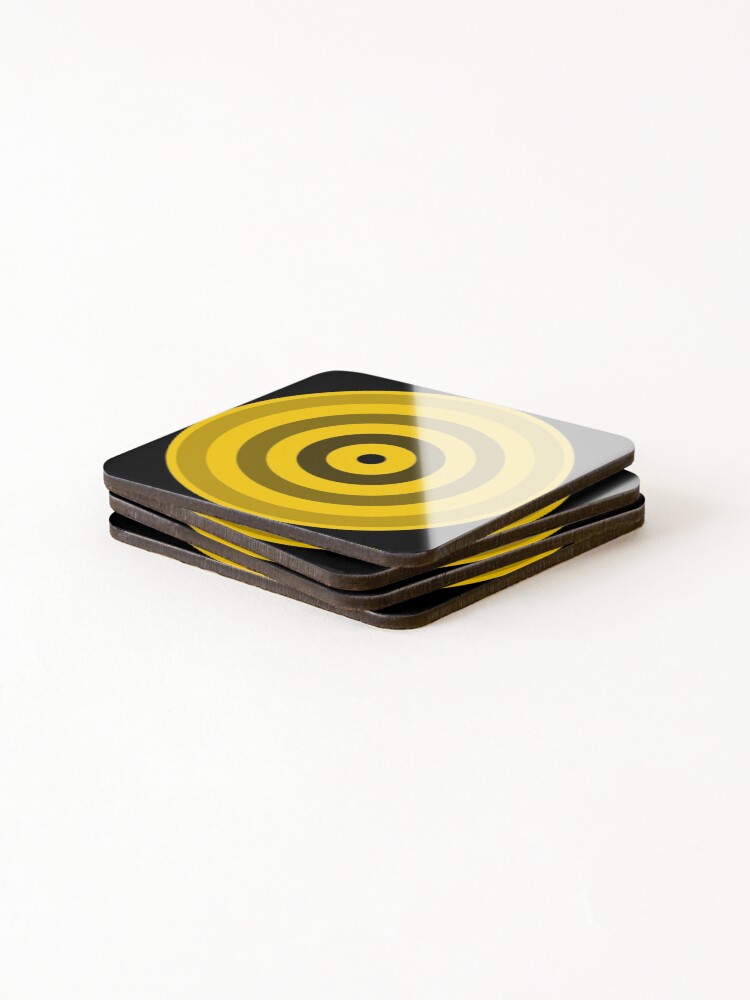 Thumbnail 4 of 5, Coasters (Set of 4), Geometric Pattern: Rondel: Black Gradient Yellow designed and sold by redwolfoz.