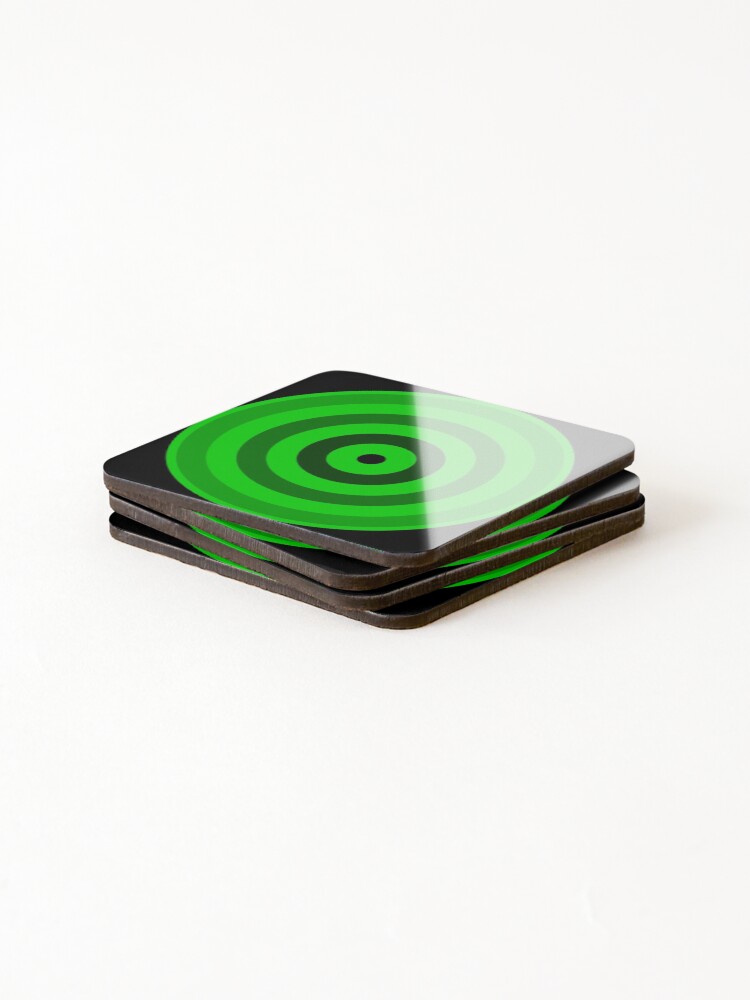 Thumbnail 4 of 5, Coasters (Set of 4), Geometric Pattern: Rondel: Black Gradient Green designed and sold by redwolfoz.