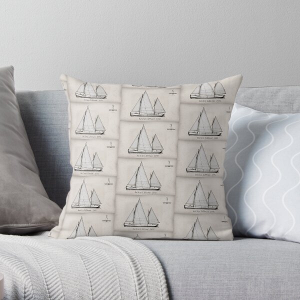 Vintage Sailing Lifeboat Throw Pillow