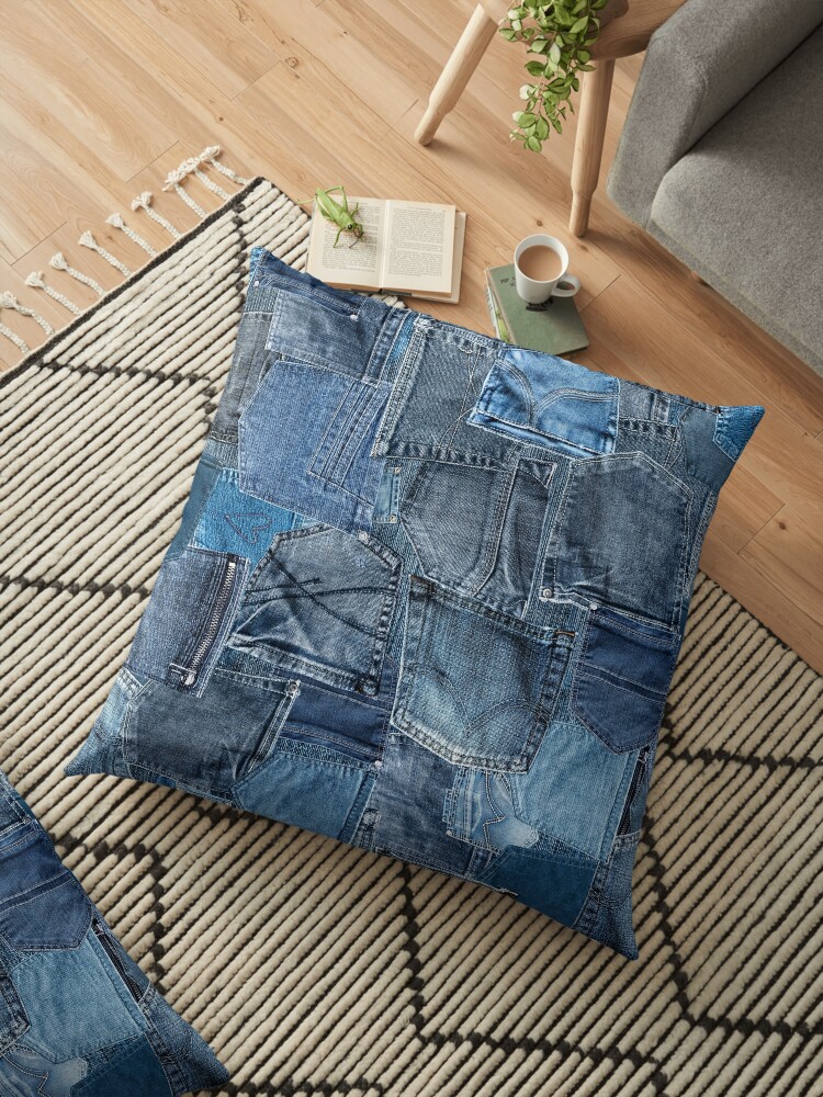 denim patchwork cushion