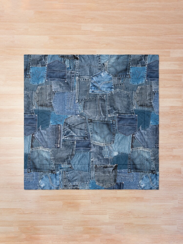 Alternate view of Blue Denim Jeans Pocket Patchwork Comforter