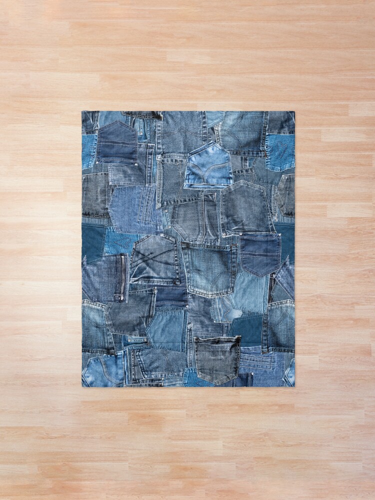 Alternate view of Blue Denim Jeans Pocket Patchwork Comforter