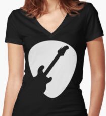 Electric Guitar Pick T Shirt Women's Fitted V-Neck T-Shirt