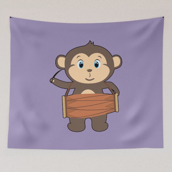Item preview, animal djembe, cute monkey, camera,  djembe, bongo drums, cartoon monkey designed and sold by SyahrulPopArt.