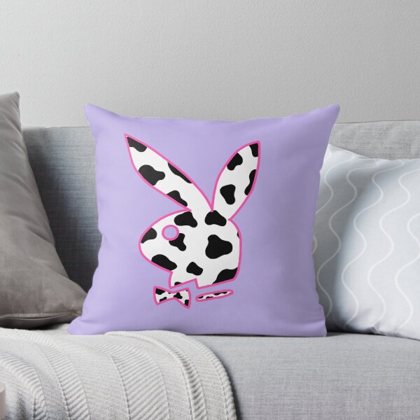 cow print bunny 90s Throw Pillow