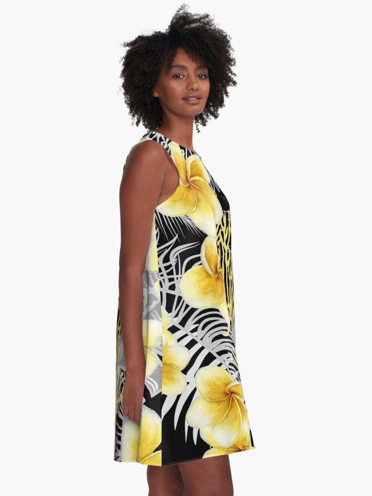 Alternate view of Hawaiian Frangipani a delightful watercolor design for those summer parties. Hope you can have fun with this. A-Line Dress