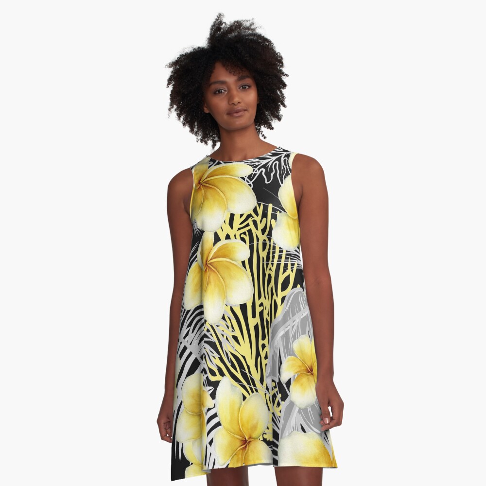 Hawaiian Frangipani a delightful watercolor design for those summer parties. Hope you can have fun with this. A-Line Dress