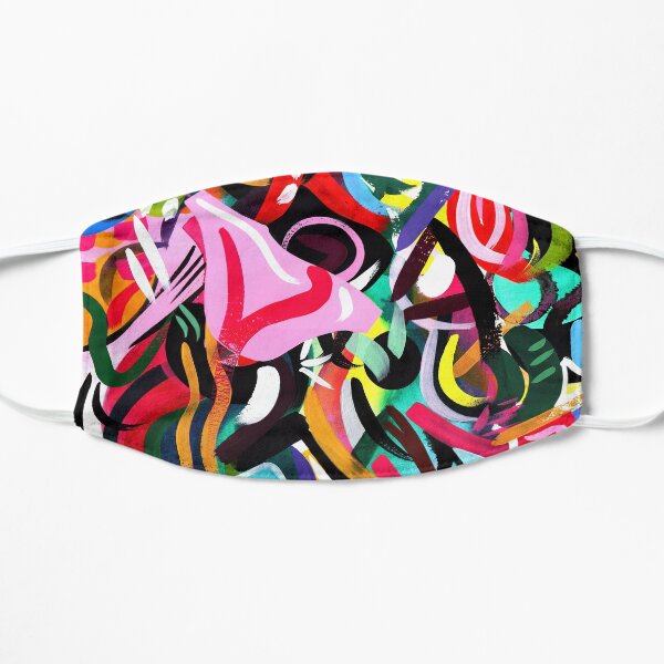Psychedelic Abstract Pink and Green Art Print Mask