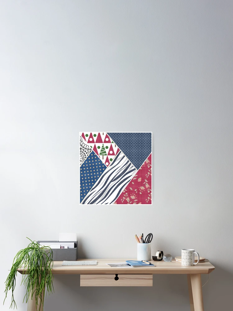 Thumbnail 2 of 3, Poster, Abstract pattern . Textile patchwork patchwork . designed and sold by fuzzyfox.